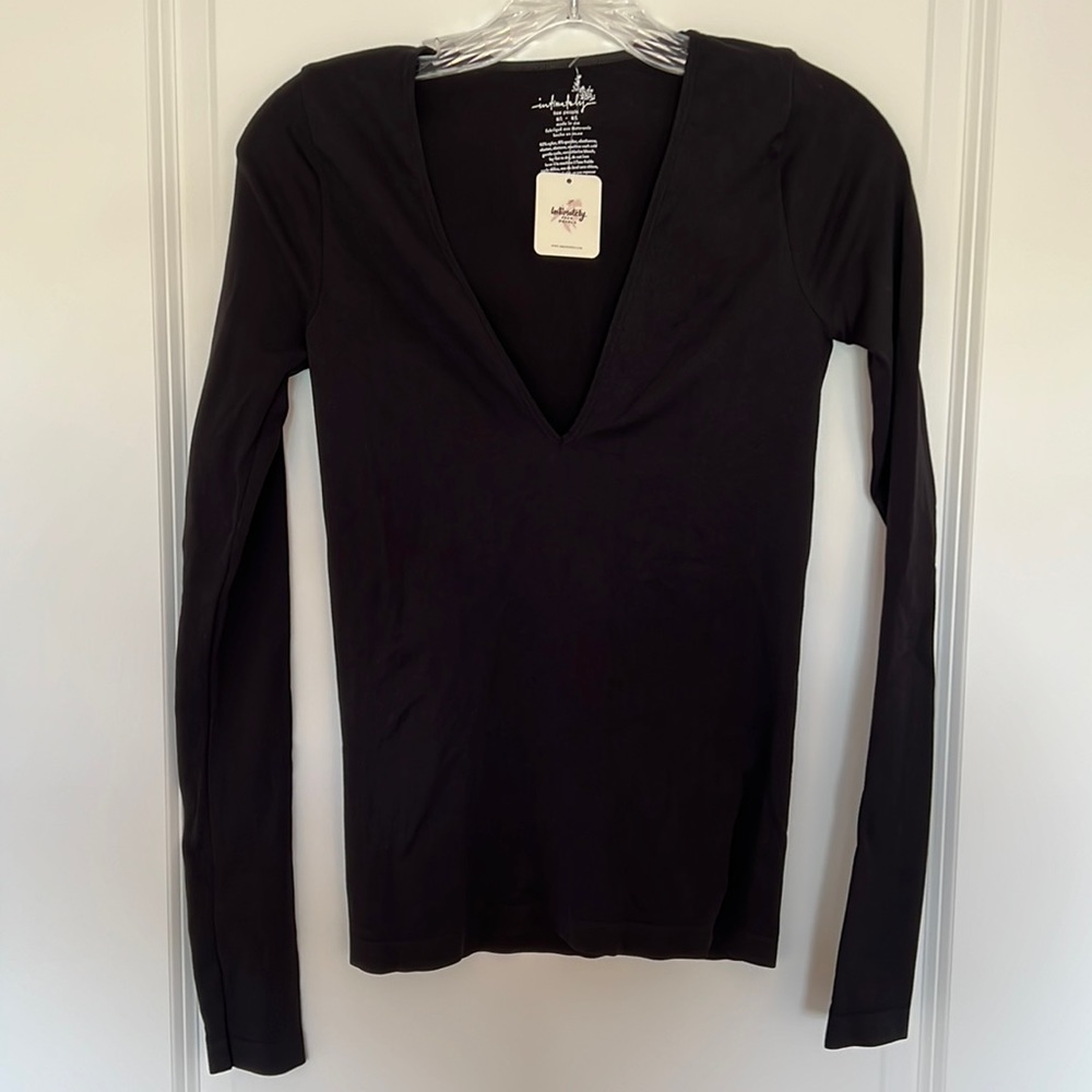 Free People Intimately Deep V-Neck Long Sleeve - black - M/L